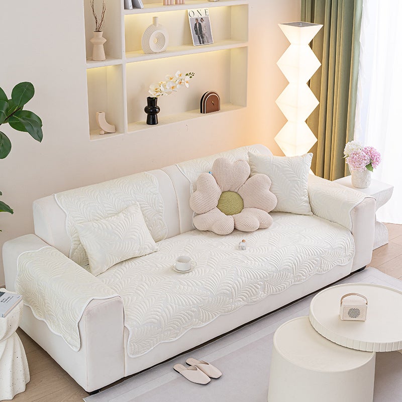Special-Shaped French-Style Cream Sofa Cushion 2026 New Summer Cool-Feeling High-End Light Luxury Fixed Non-Slip Sofa Cover - Image 1