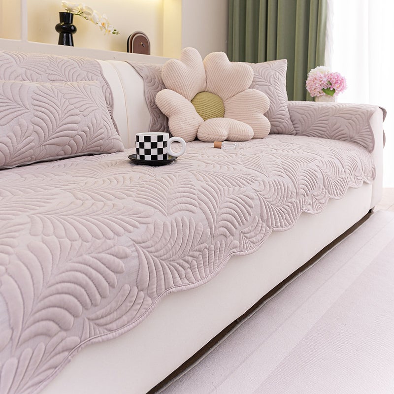 Special-Shaped French-Style Cream Sofa Cushion 2026 New Summer Cool-Feeling High-End Light Luxury Fixed Non-Slip Sofa Cover - Image 3
