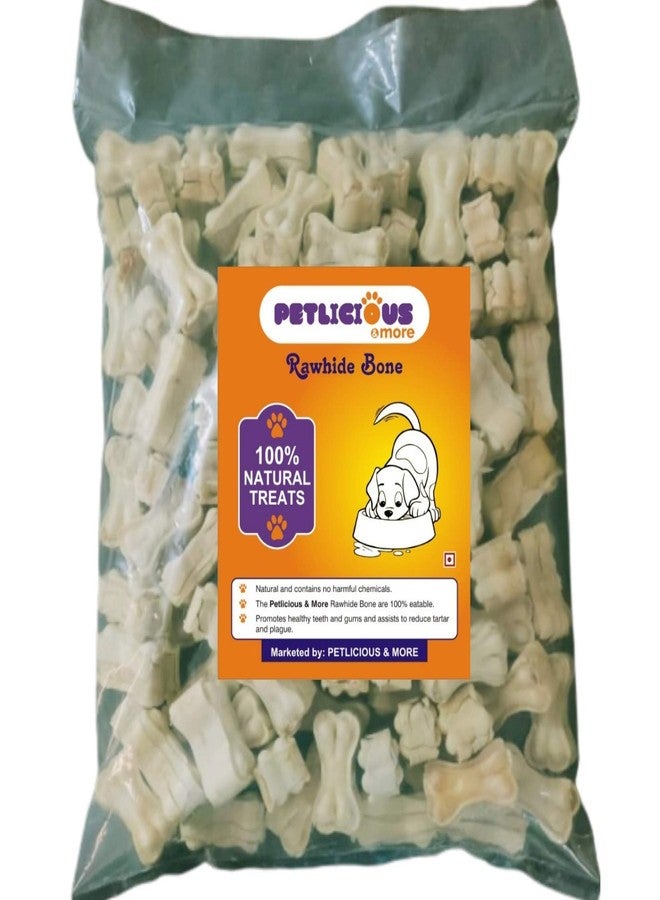 Petlicious & More Rawhide Pressed Bones for Puppy and Small Dogs, 2 Inch (Pack of 120) - Image 1