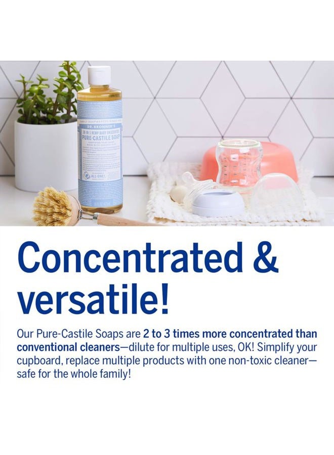 Dr. Bronner's Pure-Castile Liquid Soap (Baby Unscented, 16 Ounce) - Made with Organic Oils, 18-in-1 Uses: Face, Hair, Laundry & Dishes For Sensitive Skin & Babies, No Added Fragrance, Vegan, Non-GMO  - Image 5