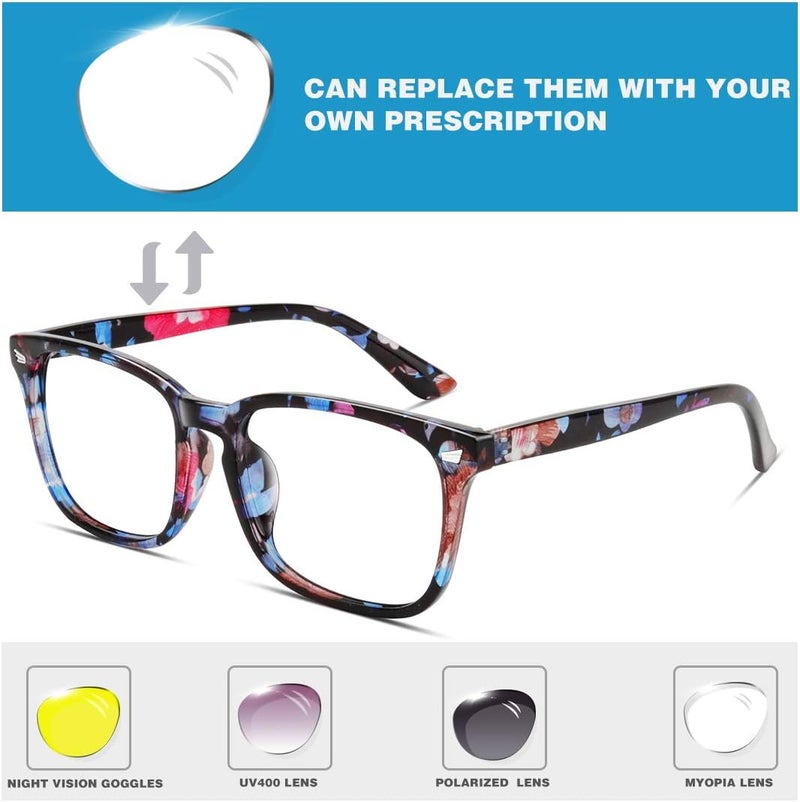 WOWSUN Unisex Stylish Nerd Non-prescription Glasses, Clear Lens Eyeglasses Frames, Fake Glasses - Image 4
