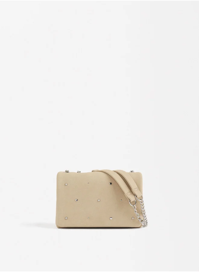 PARFOIS Shoulder Bag With Studs Flap Closure