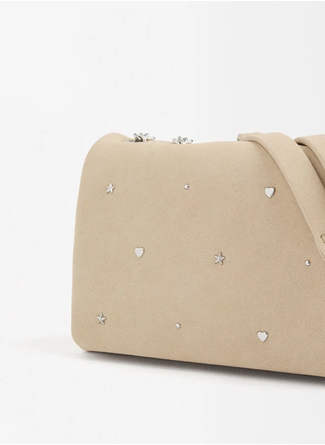 PARFOIS Shoulder Bag With Studs Flap Closure