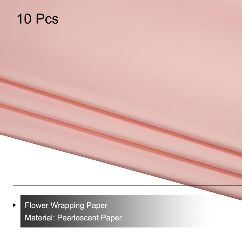 MECCANIXITY 10 Pcs Flower Wrapping Paper 22.8x22.8 Inch Waterproof Florists Wrapping Paper for Florist Bouquet Supplies, DIY Crafts, Gift/Gift Box Packaging Light Pink - Image 3
