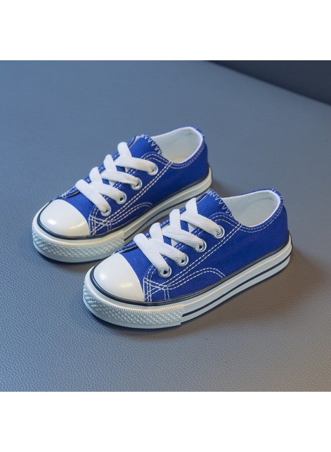 Children's Canvas Shoes Spring And Autumn Korean Style Low-top Lace-up Board Shoes Boys And Girls Baby White Shoes Casual Cloth Shoes