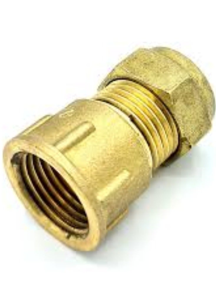 KNP KNP Female Coupler Adapter in Brass for Compression Fittings is Designed to Connect Two Sections of Pipe or Tubing with Female Threads in a Straight Line.  - Image 1