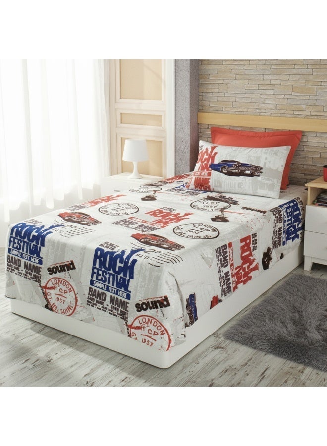 Family Bed Flat Bed sheet Cotton 3 pieces size 180 x 250 cm Model 172 from Family Bed Kids - Image 1
