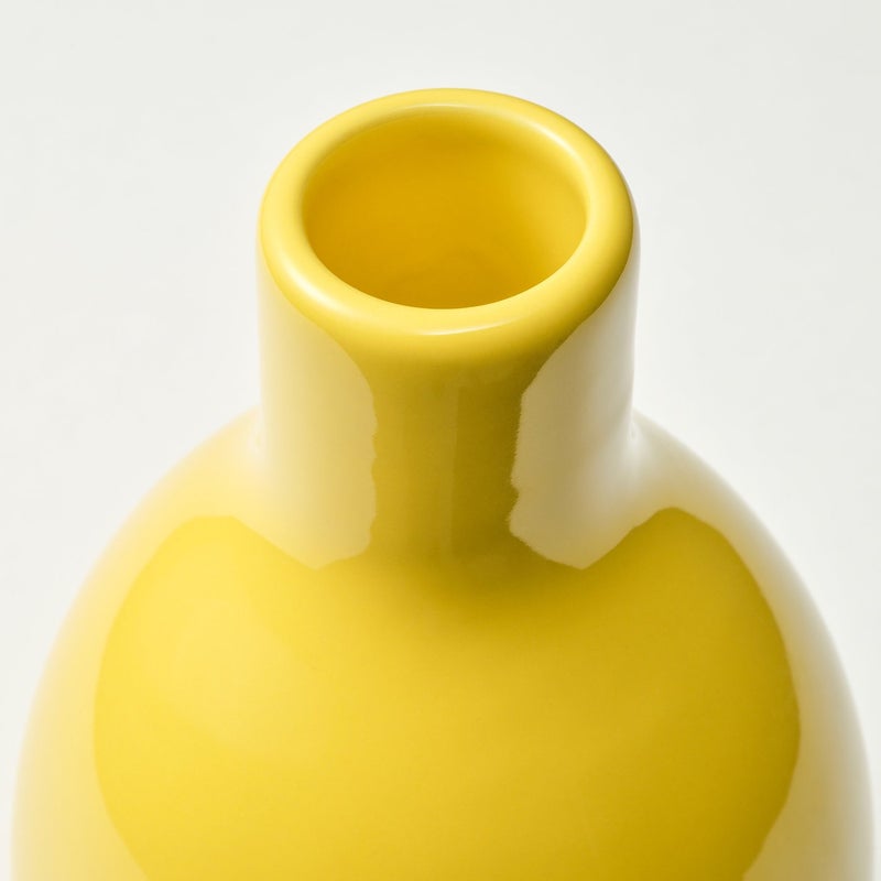 Baitique Round Stoneware Vase with Narrow Neck, Yellow, 16 cm - Image 4