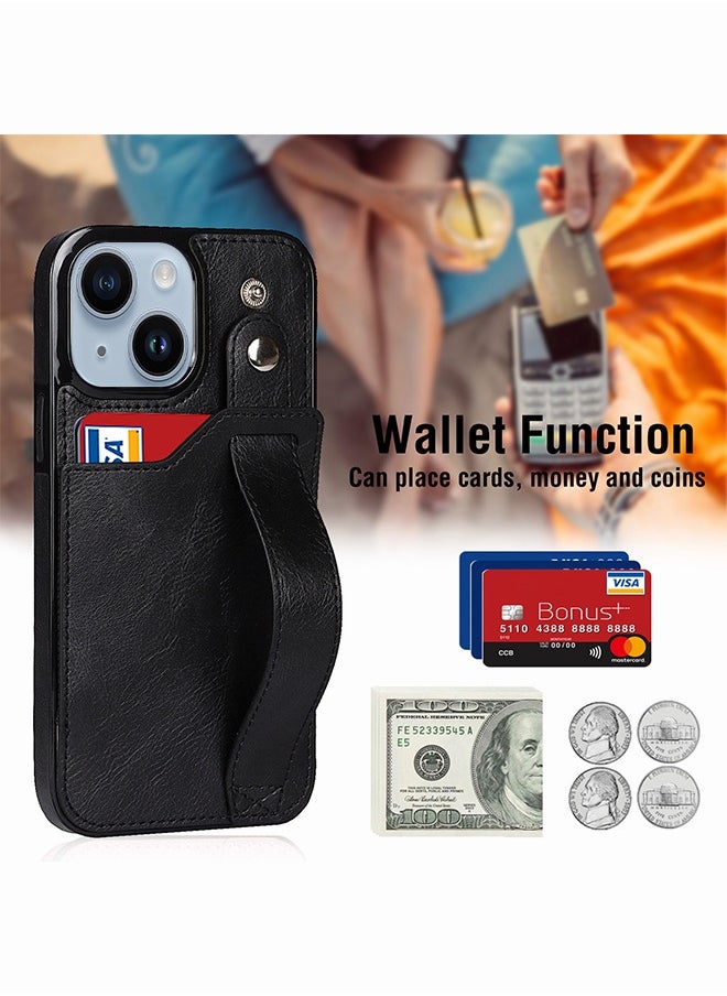Motim iPhone 14 /14 Plus Leather Wallet Case, Back Kickstand Shockproof Cover, Leather Protective Case with Strap and Card Holder for Men Women  - Image 2