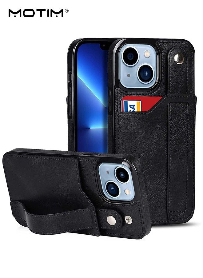 Motim iPhone 14 /14 Plus Leather Wallet Case, Back Kickstand Shockproof Cover, Leather Protective Case with Strap and Card Holder for Men Women  - Image 1