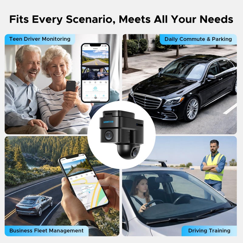 LAMTTO 4G LTE Cellular Car Security Camera Anti Theft GPS Tracker for Vehicle Safe, Dual Dash Cam Front Inside, Alarm Real-time Alerts via Cloud Storage, Remote Live-View - for Fleets & Family - Image 3