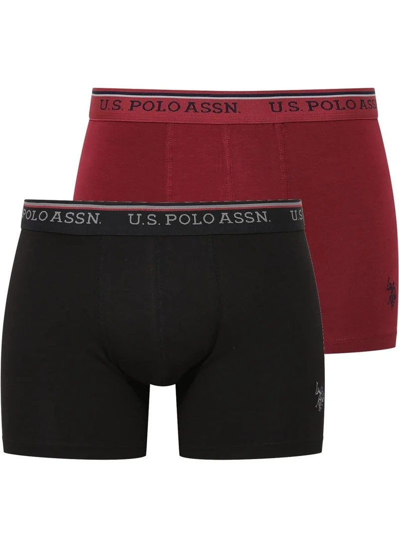 يو اس بولو اسن 80488 Men's Modal 2-Piece Boxer-Claret Red & Black