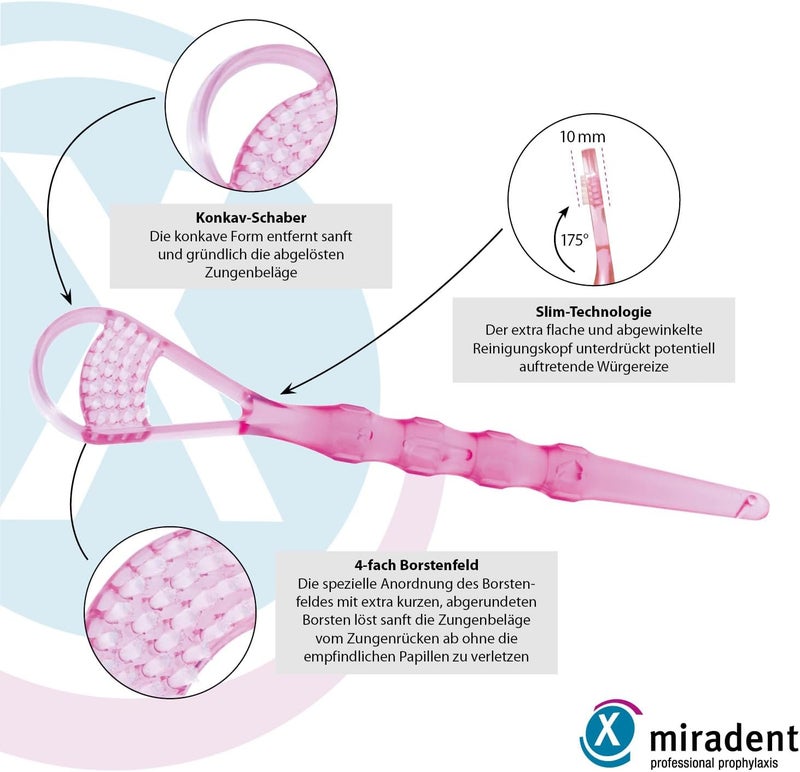 Miradent Tongue Cleaner Pink Luxury TongClin One Brush - Image 3