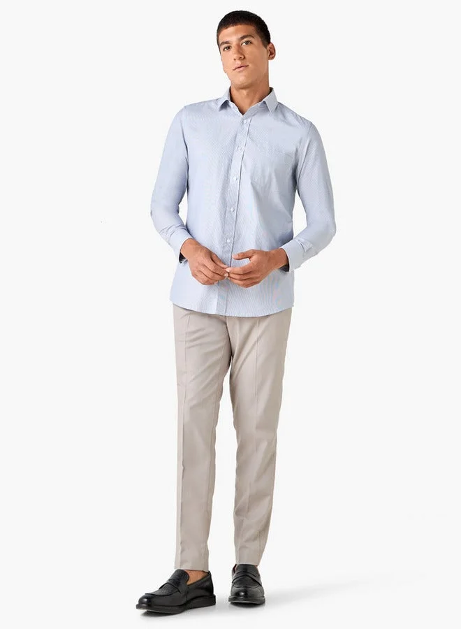 سبلاش فيڤ قميص مخطط بقصة عادية مع ياقة وأكمام طويلة