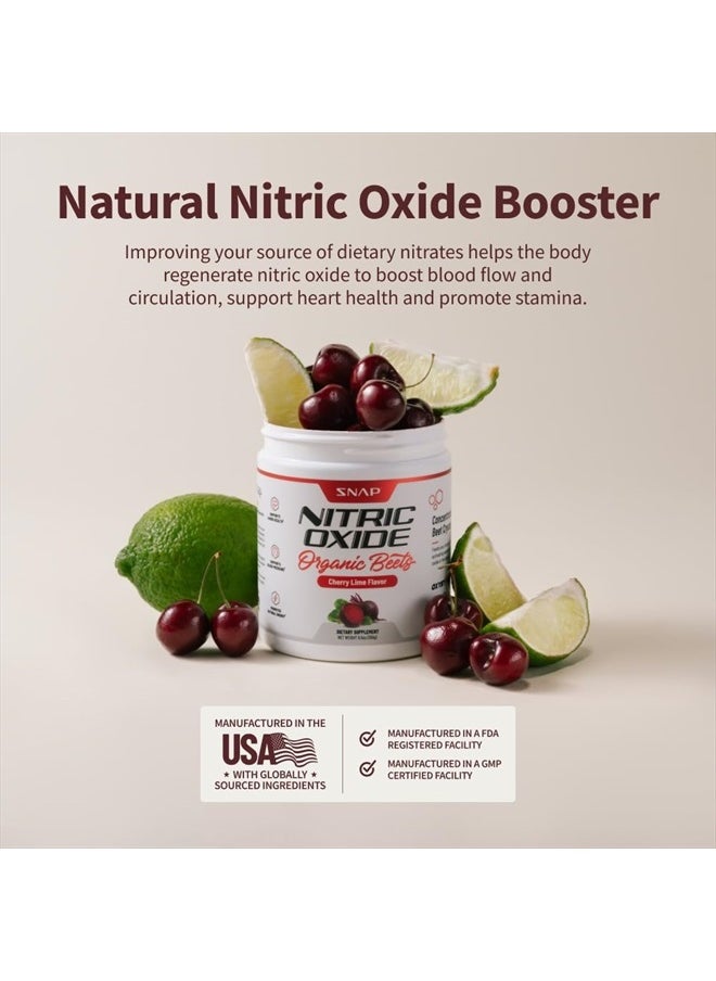 SNAP SUPPLEMENTS - USDA Organic Beet Root Powder, 3-in-1 Nitric Oxide Supplement, Support Healthy Blood Circulation, 250g (Cherry Lime) - Image 1
