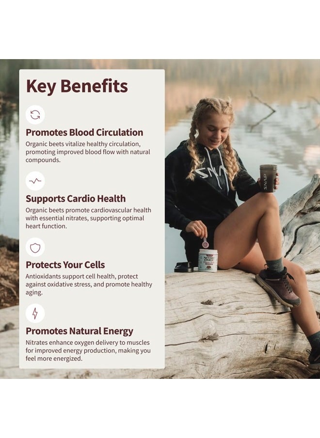 SNAP SUPPLEMENTS - USDA Organic Beet Root Powder, 3-in-1 Nitric Oxide Supplement, Support Healthy Blood Circulation, 250g (Cherry Lime) - Image 1