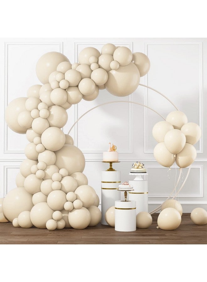 RUBFAC White Sand Balloons Different Sizes 105pcs 5/10/12/18 Inch Sand White Cream Beige Balloon Garland Arch Kit for Wedding Baby Shower Birthday Party Supplies Decorations - Image 1
