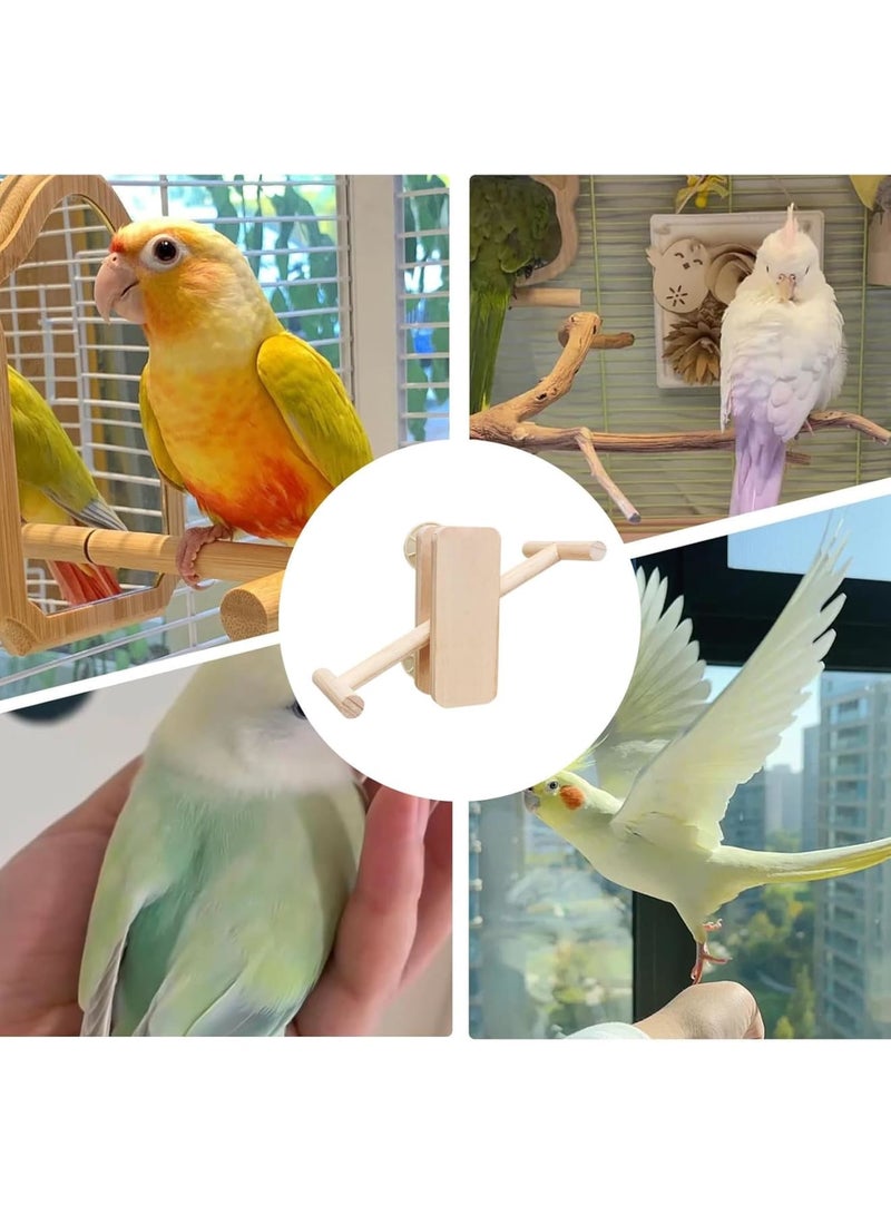 Barakah Parrot Play Stand, Wooden Bird Playground for Parrots and Small Birds, Chew-Resistant Seesaw with Multi-Activity Perches for Cockatiels Parakeets Budgies Lovebirds, Indoor Play Area, Wood, 1 Pack - Image 4