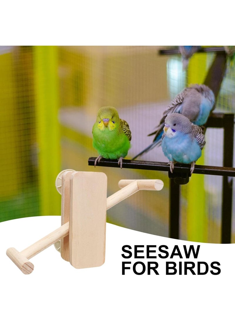 Barakah Parrot Play Stand, Wooden Bird Playground for Parrots and Small Birds, Chew-Resistant Seesaw with Multi-Activity Perches for Cockatiels Parakeets Budgies Lovebirds, Indoor Play Area, Wood, 1 Pack - Image 2