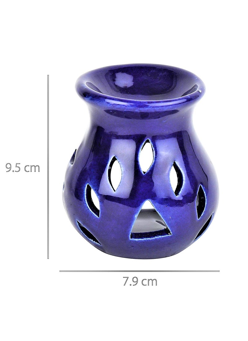 LandSlide LandSlide Ceramic Aroma Burner Oil Diffuser 35 Inch 1 Piece Blue with 10ml Lavender and 1 Tealight Candle  - Image 4