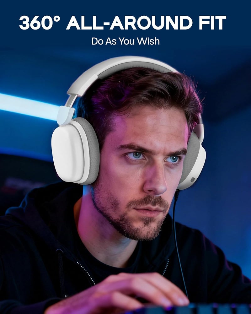 EPOMAKER X AULA G7 Pro Wireless Gaming Headset, Dual Mode BT5.3 & 2.4GHz, 7.1 Surround Sound, 80+ Hour Battery, RGB Light, with Noise Canceling Mic for PS5, PS4, Switch, PC (White) - Image 5
