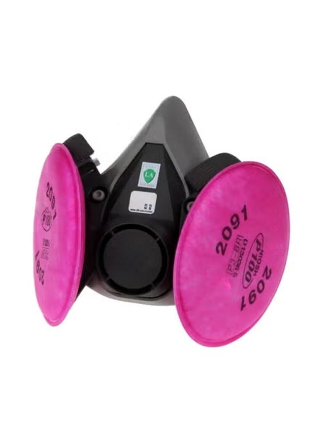 2-Piece Cotton Filter Half Face Gas Mask Rose Red 65grams - Image 1
