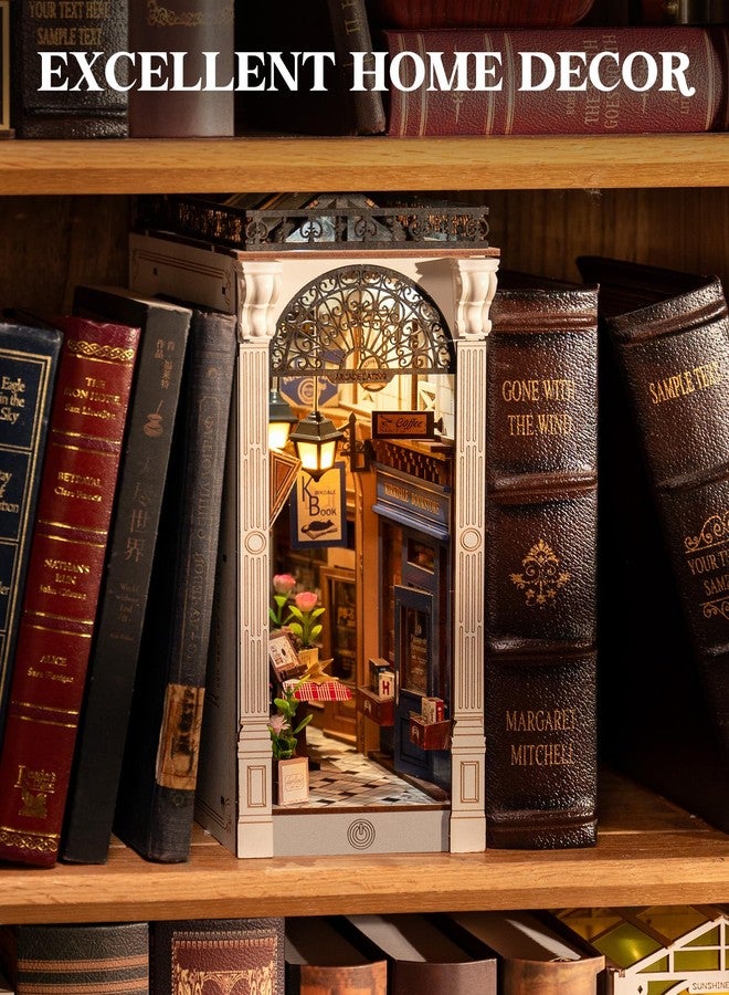 ROBOTIME DIY Book Nook Kits Dollhouse Room Bookstore Miniature House with LED Light 3D Wooden Puzzles for Adults Booknook Bookshelf Insert Decor Diorama Kit Unique Gifts（Arcade Dating） - Image 2