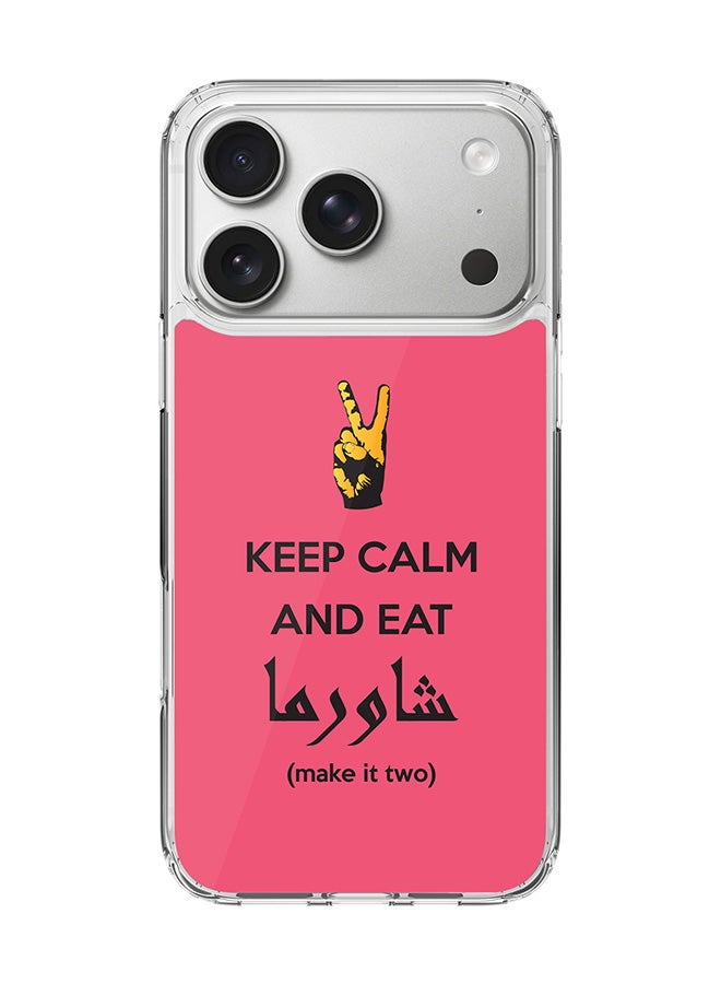Stylizedd Classic Clear MagSafe Case for iPhone 17 Pro , Hybrid Soft Case Flexible Edges Anti Drop TPU PC Gel Thin Transparent Cover [ Designed for iPhone 17 Pro ] - Keep Calm And Eat Shawarma (Pink)