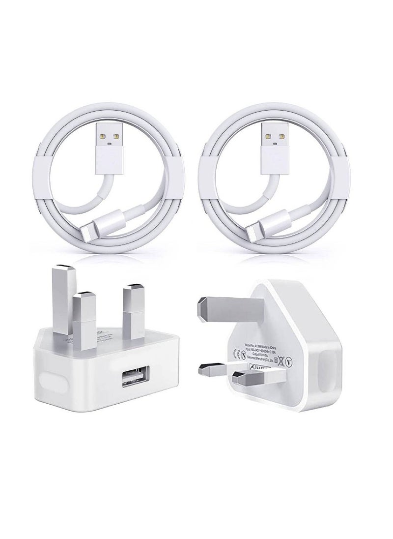 GENNEXT - iPhone Charger Plug and Lightning Cable【Apple MFi Certified】2 Pack 3 pin USB Fast Wall Charging Power Adapter with 2 Pack 1M Lightning to USB Fast Charging Cord for iPhone 14/13/12/11/XS - Image 1