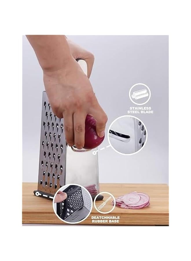 HOOKOR 4 Side Rotary Cheese Grater with Handle, Grate, Slice And Zest Sharp Blade & Easy Grip Handle Best For Parmesan Cheese, Vegetables - Image 2
