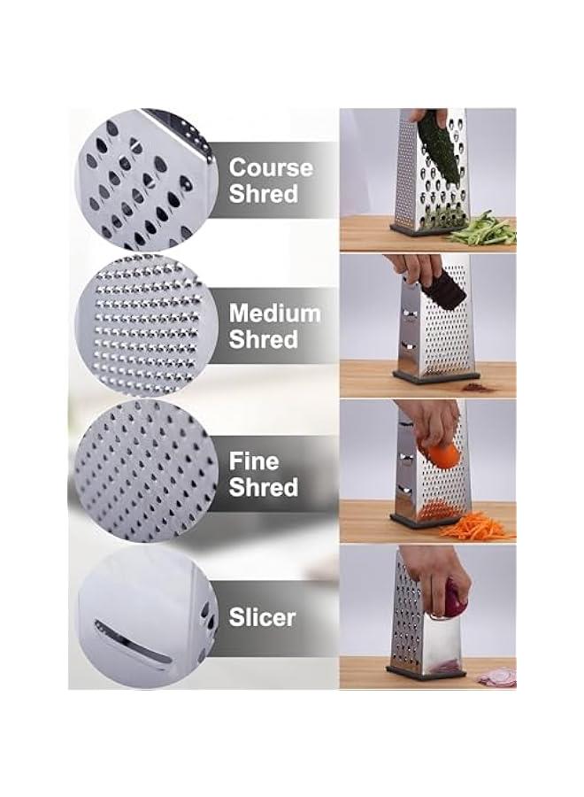 HOOKOR 4 Side Rotary Cheese Grater with Handle, Grate, Slice And Zest Sharp Blade & Easy Grip Handle Best For Parmesan Cheese, Vegetables - Image 4