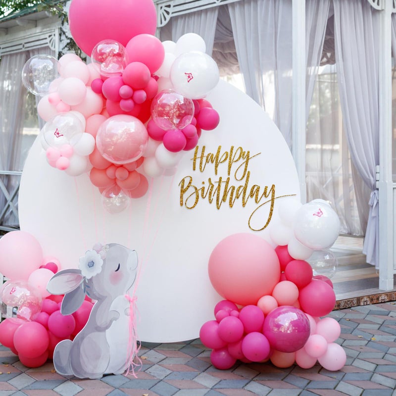 Sinload Happy Birthday Sign for Backdrop, Disposable Party Decoration, Easy Stick& Peel Wall Decal for Photo Background, Balloon Arch Decor(Gold) - Image 5