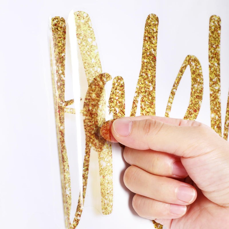 Sinload Happy Birthday Sign for Backdrop, Disposable Party Decoration, Easy Stick& Peel Wall Decal for Photo Background, Balloon Arch Decor(Gold) - Image 4