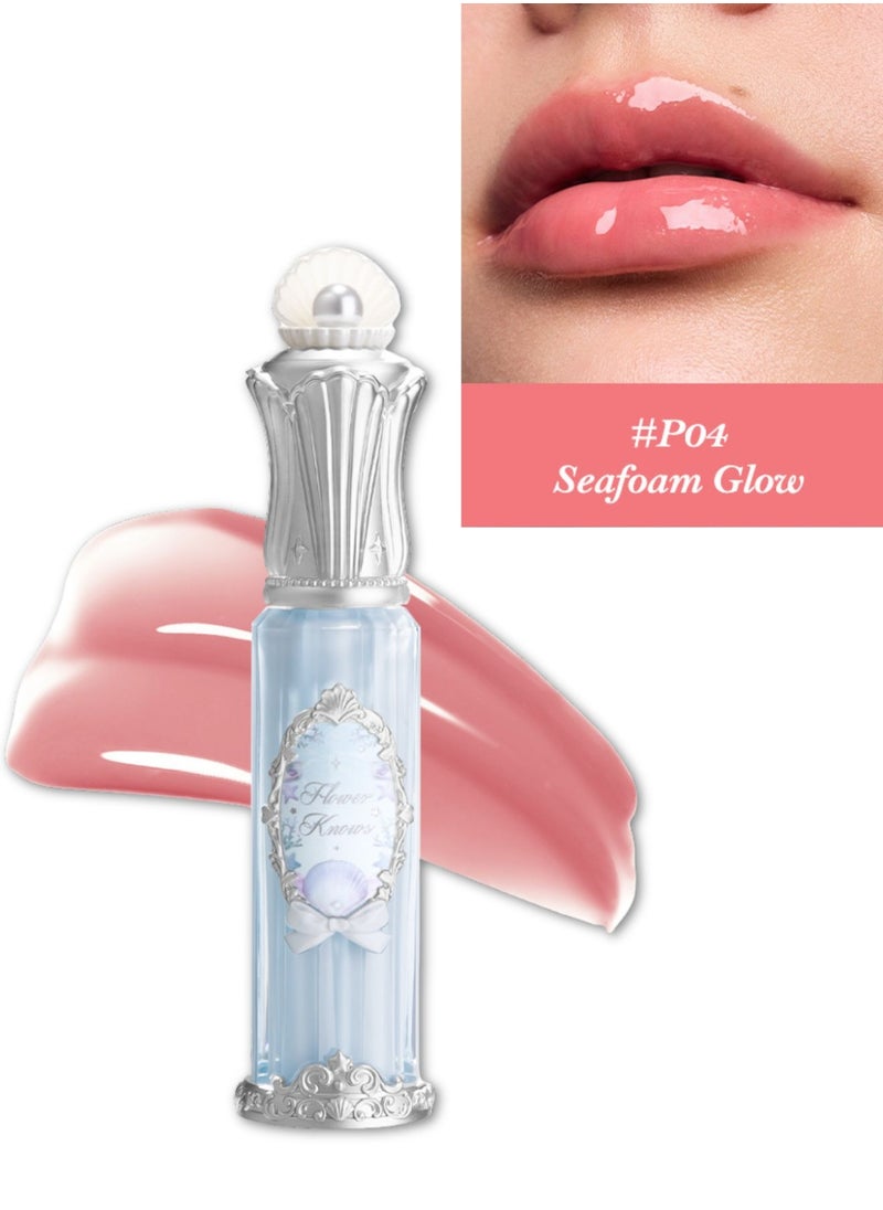 Flower Knows Shell's Jewel Nourishing Lip Glaze with Hydrating Essence and Glossy Shine  3-in-1 Lip Oil, Gloss & Treatment –  P04 Seafoam Glow  - Image 1