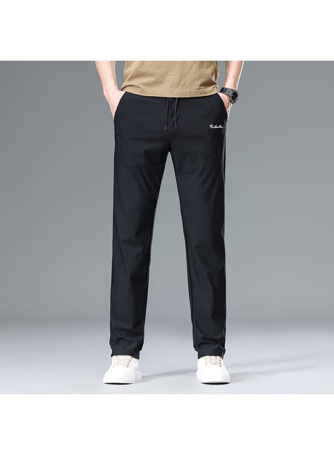 Vancamel Men's Casual Pants Four-season Stretch Loose Straight-leg Trendy Sports Trousers Black 3XL - Image 2