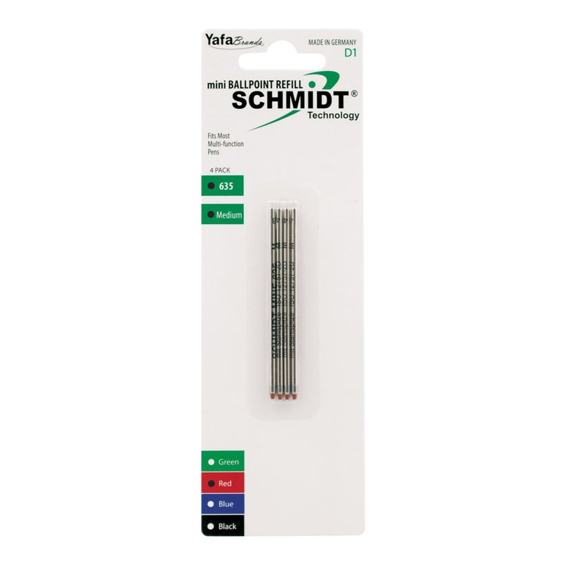 Schmidt 635 Mini D1 Ballpoint Refill Medium, 4 Pack, Red (SC58151) | D1 Standard Size for Multifunction & Mini Pens | Premium Stainless Steel Tip with TC Ball for Reliable Writing - Image 5
