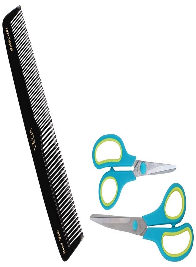 VEGA Scissor Set (Color May Vary) And Graduated Dressing Comb, 9-Inch, Black - Image 1
