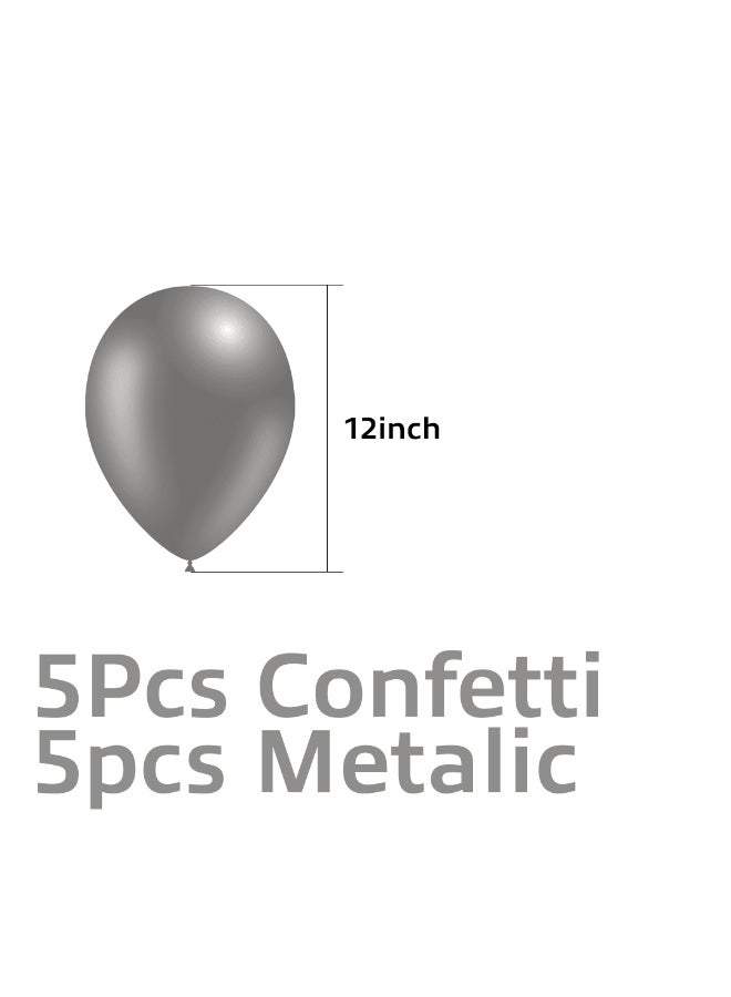 نقطة الحزب 10 قطع من بالونات اللاتكس، 12 بوصة من البالونات الفضية المعدنية (5 قطع) وبالونات فضية ملونة (5 قطع) لتزيين أعياد الميلاد وحفلات الزفاف والحفلات - Image 3