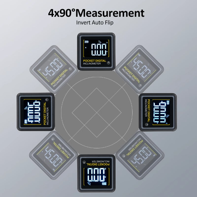 4 x 90° Portable Digital Inclinometer LCD Backlight Digital Protractor Slope Meter Digital Angle Ruler Single-side Magnetics Multifunctional Protractor Digital Level with 2 Modes, Finder Angle for - Image 5