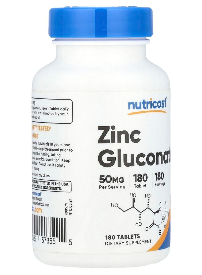 Nutricost Zinc Gluconate 50 mg 180 Tablets - Image 2