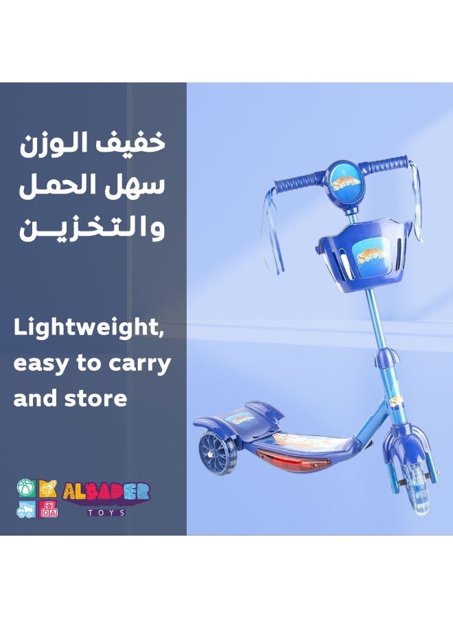 ALBADER Manual Scooter For Kids, 3 LED Music Lighted Wheels and Anti-Slip Deck with, 3 Wheel Kick Scooter, Manual Scooter For Children with Music & Lights, Suitable for Kids 2-7 Years - Image 4