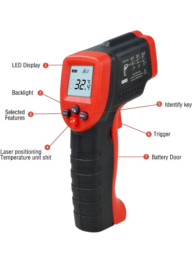 High Precision Infrared Thermometer Professional Industrial Temperature Gun ETM550 Non-Contact LCD Display Digital Laser Thermometer -50~550°C