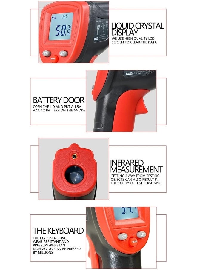 High Precision Infrared Thermometer Professional Industrial Temperature Gun ETM550 Non-Contact LCD Display Digital Laser Thermometer -50~550°C