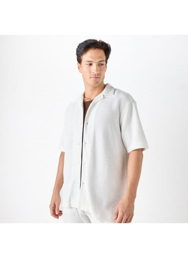Iconic Iconic Relaxed Fit Textured Shirt with Short Sleeves  - Image 1