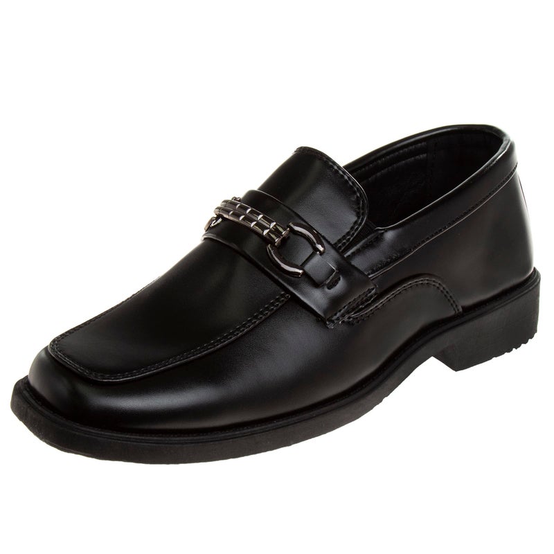 Josmo Boys Dress Shoes â€“ Slip-On Comfort Uniform Oxford Loafer with Buckle - Black (1 Big Kid) - Image 1