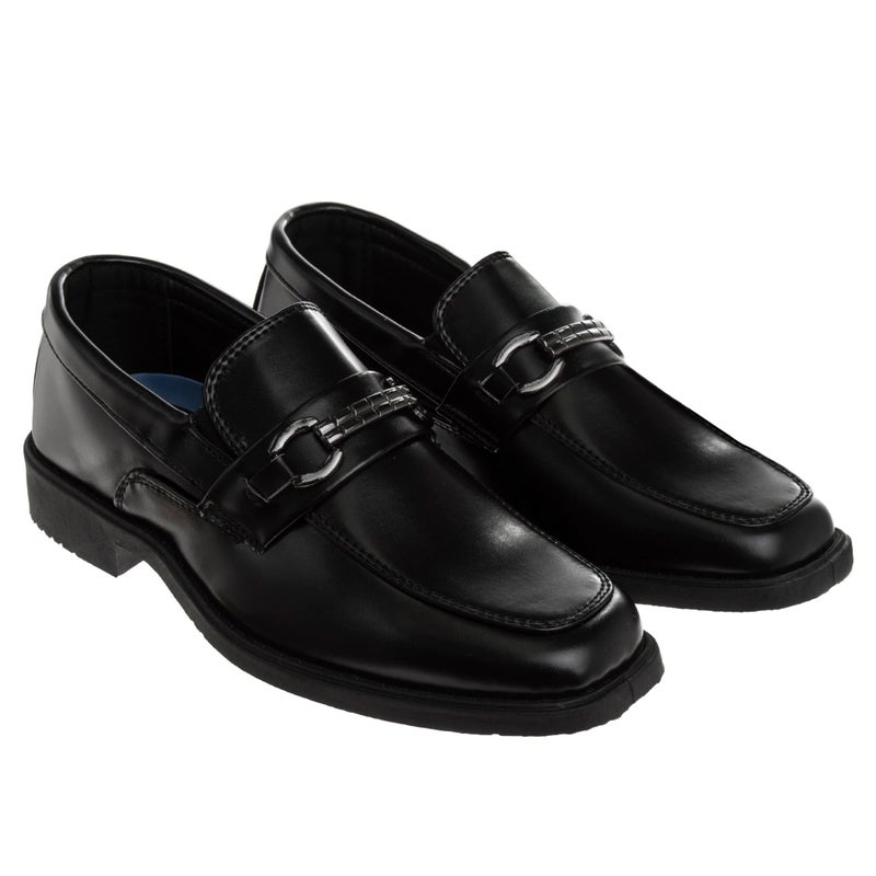 Josmo Boys Dress Shoes â€“ Slip-On Comfort Uniform Oxford Loafer with Buckle - Black (1 Big Kid) - Image 2