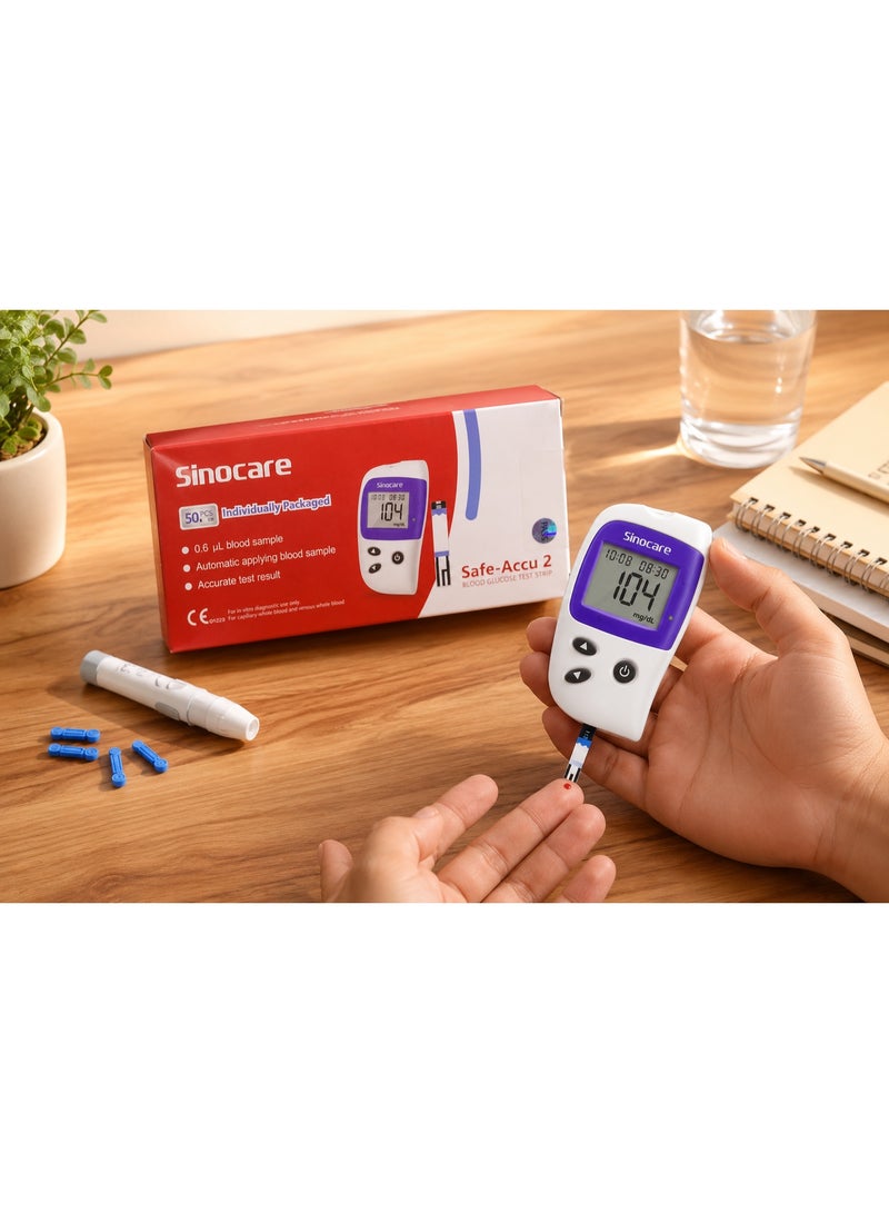 Sinocare Safe-Accu 2 Blood Glucose Test Strips - 50 Count Individually Packaged Strips for Diabetes Sugar Monitoring - Image 3