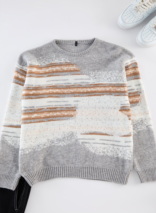 trendyol Unisex Gray Crew Neck Knitwear Sweater  Regular Fit - Image 5