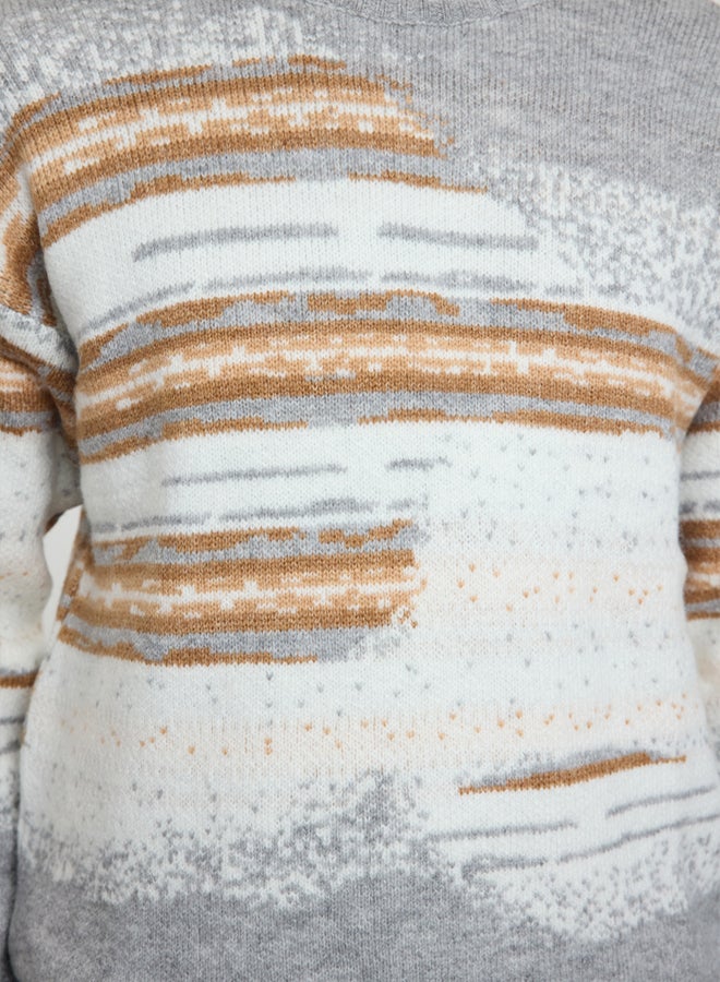 trendyol Unisex Gray Crew Neck Knitwear Sweater  Regular Fit - Image 4