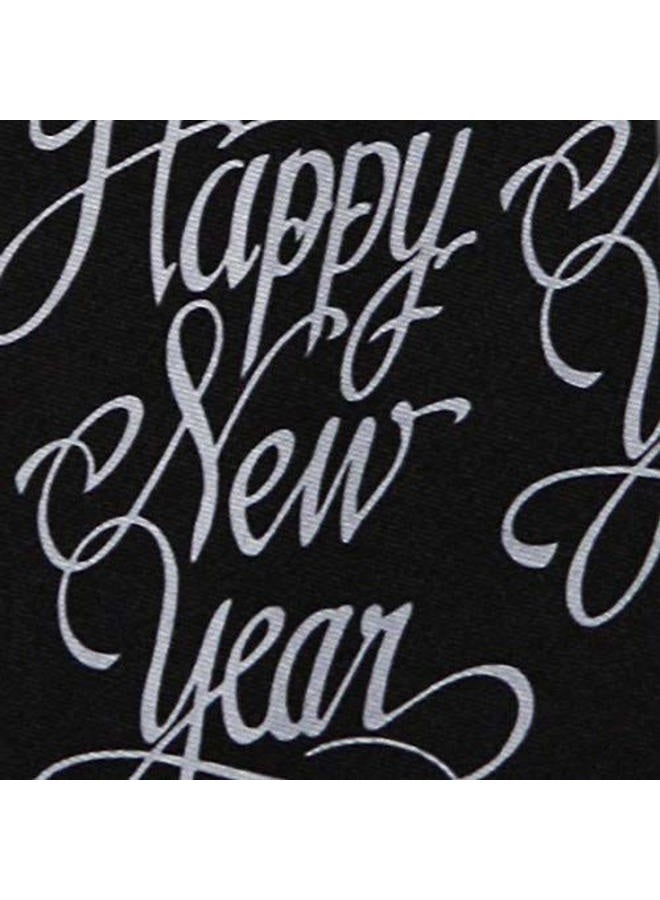 Three Rooker Happy New Year Tie Black formal Necktie - Image 3